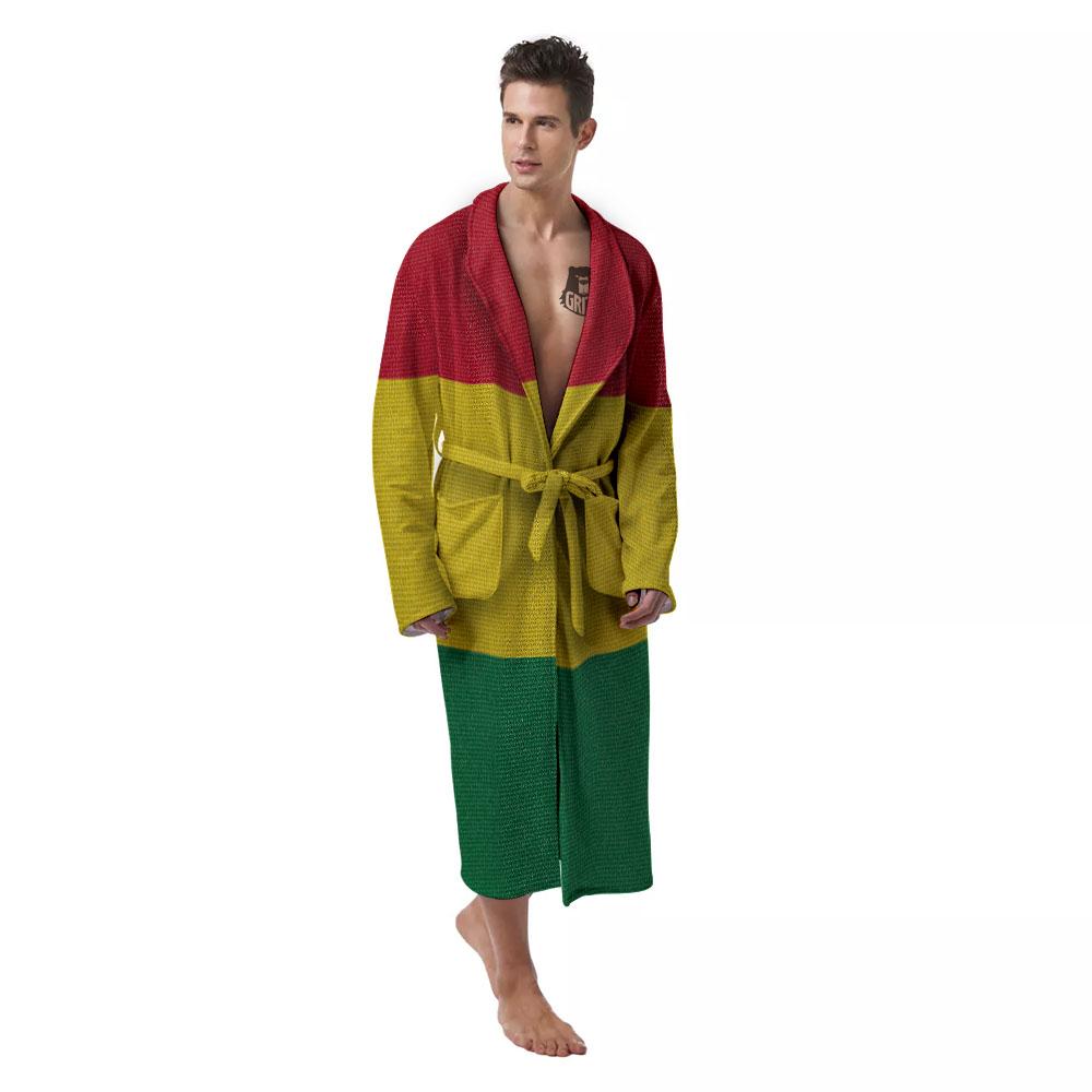 Flag Rasta Print Men's Robe-grizzshop