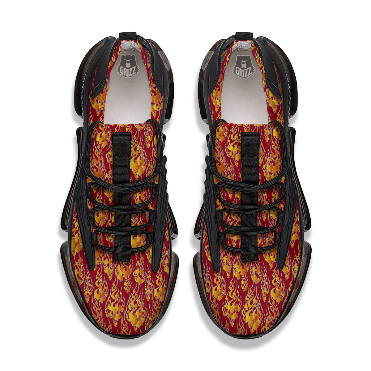Flame Burning Japanese Art Print Pattern Black Gym Shoes-grizzshop
