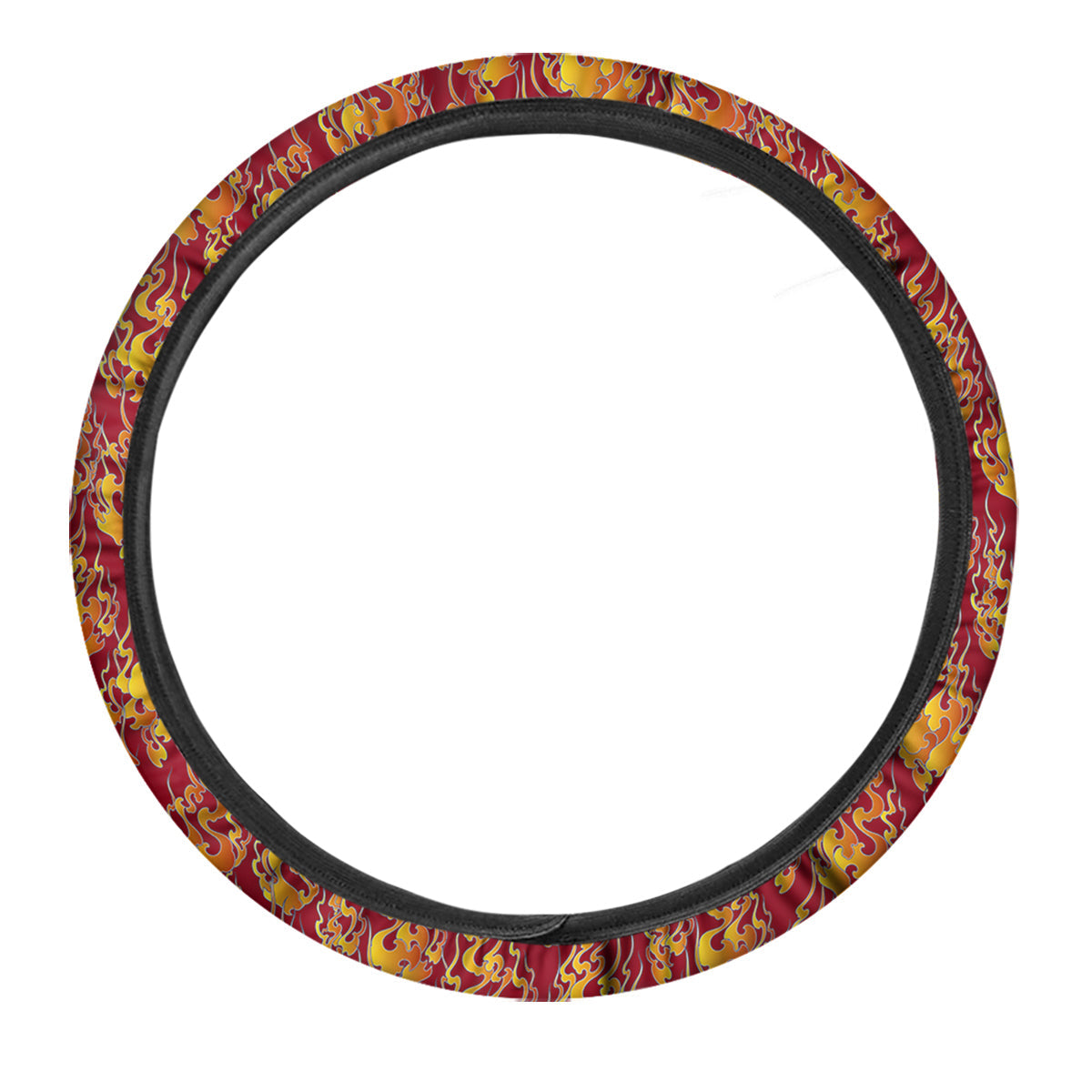 Flame Burning Japanese Art Print Pattern Car Steering Wheel Cover-grizzshop