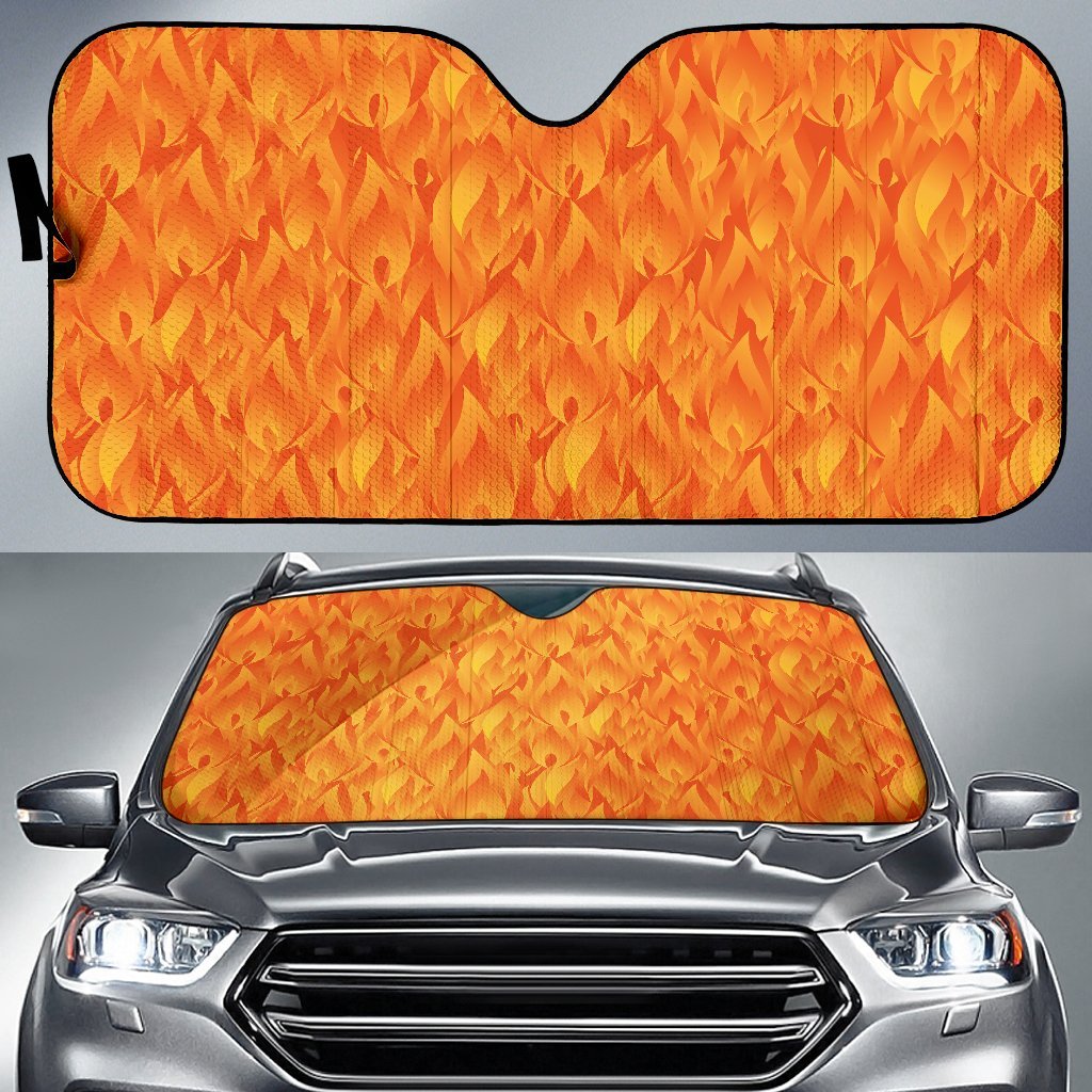 Flame Fire Pattern Print Car Sun Shade-grizzshop