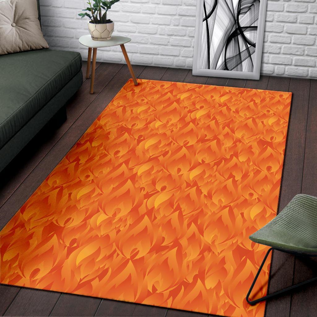 Flame Fire Pattern Print Floor Mat-grizzshop