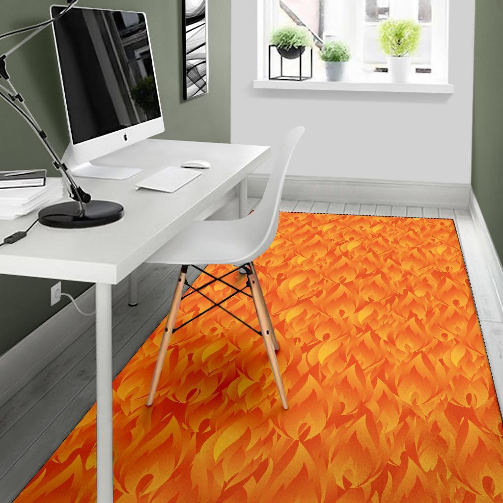 Flame Fire Pattern Print Floor Mat-grizzshop