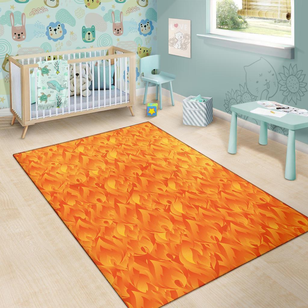 Flame Fire Pattern Print Floor Mat-grizzshop