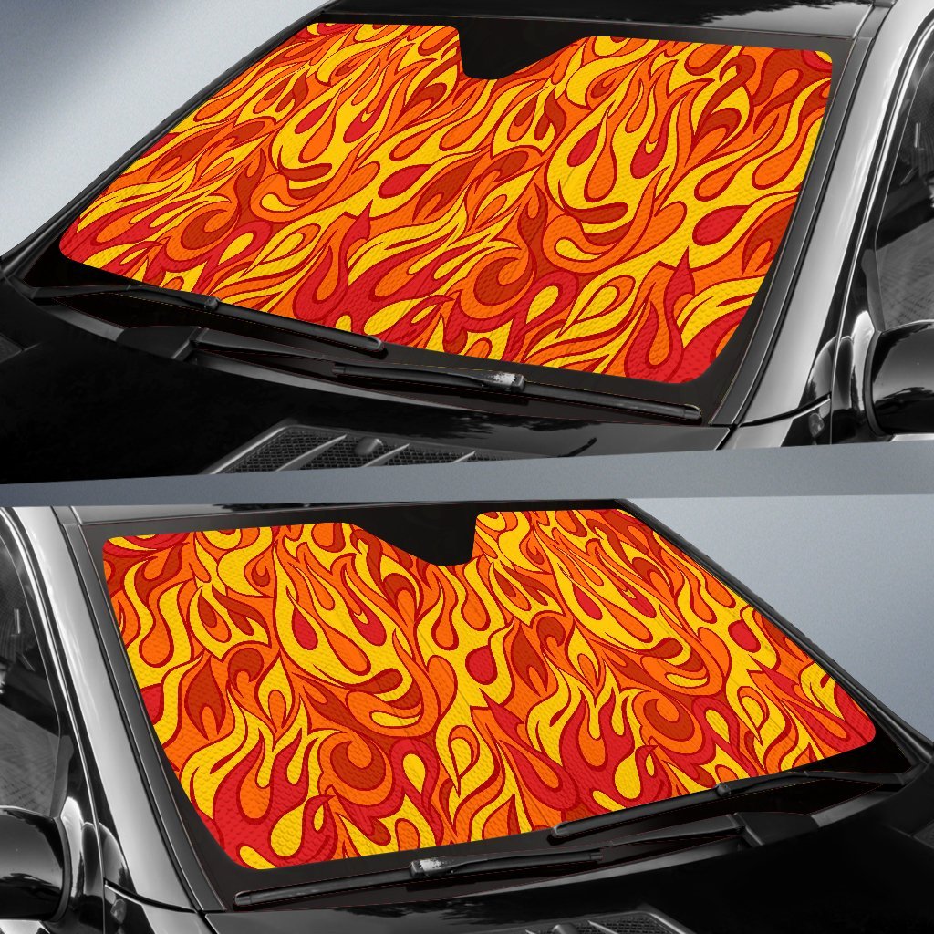Flame Fire Print Pattern Car Sun Shade-grizzshop