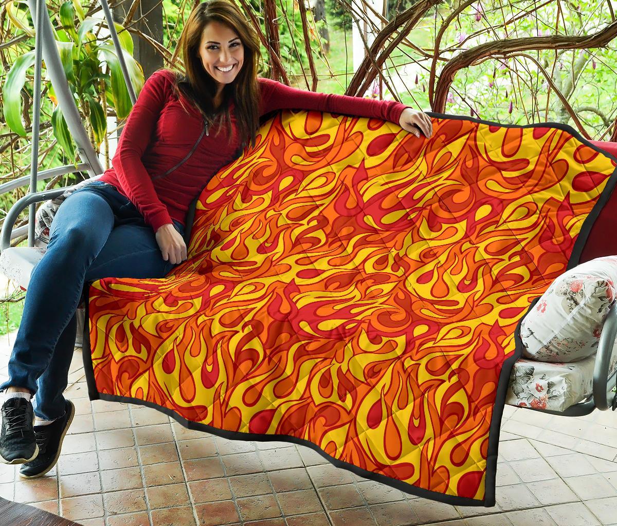 Flame Fire Print Pattern Quilt-grizzshop