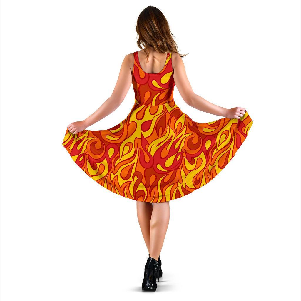 Flame Fire Print Pattern Dress-grizzshop