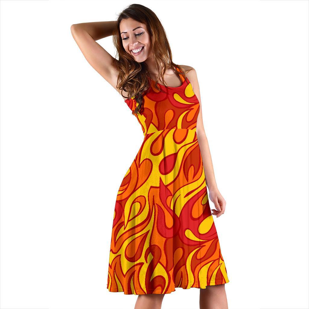 Flame Fire Print Pattern Dress-grizzshop