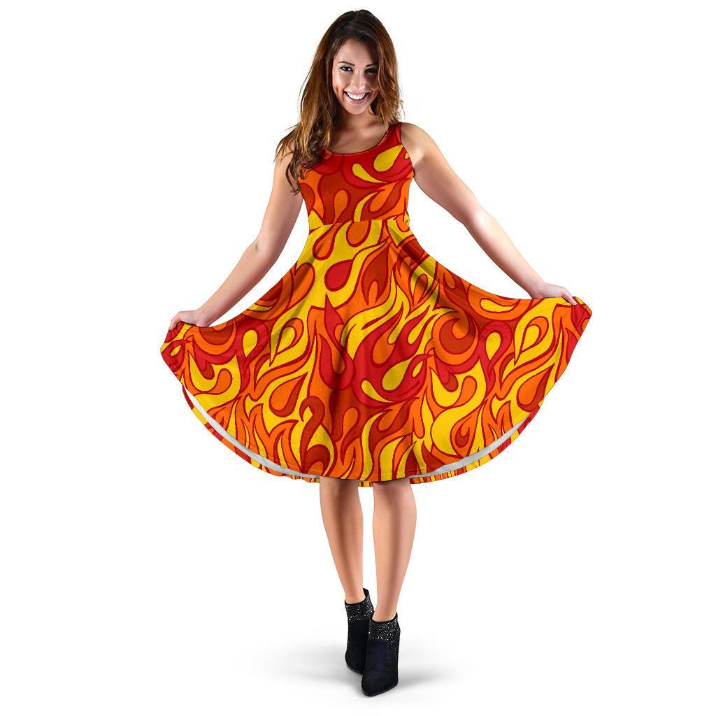 Flame Fire Print Pattern Dress-grizzshop
