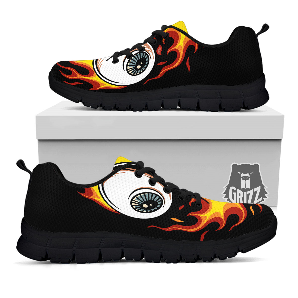 Flaming Eye Print Black Sneaker-grizzshop