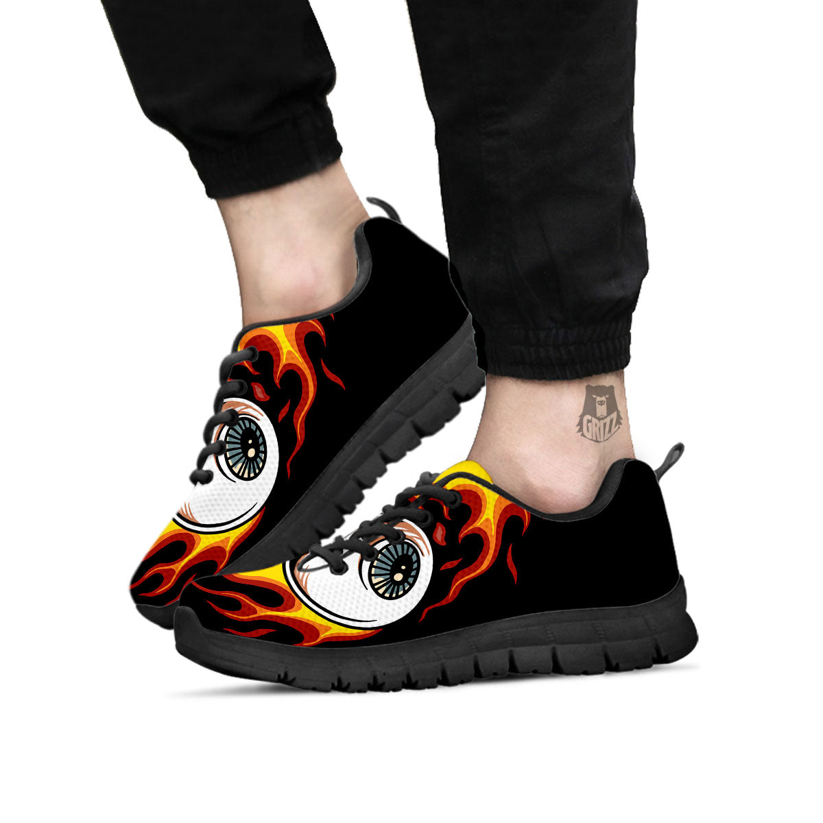 Flaming Eye Print Black Sneaker-grizzshop
