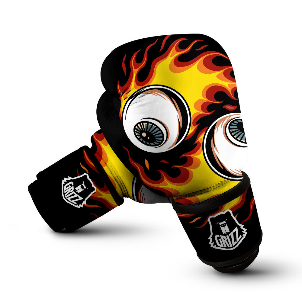 Flaming Eye Print Boxing Gloves-grizzshop