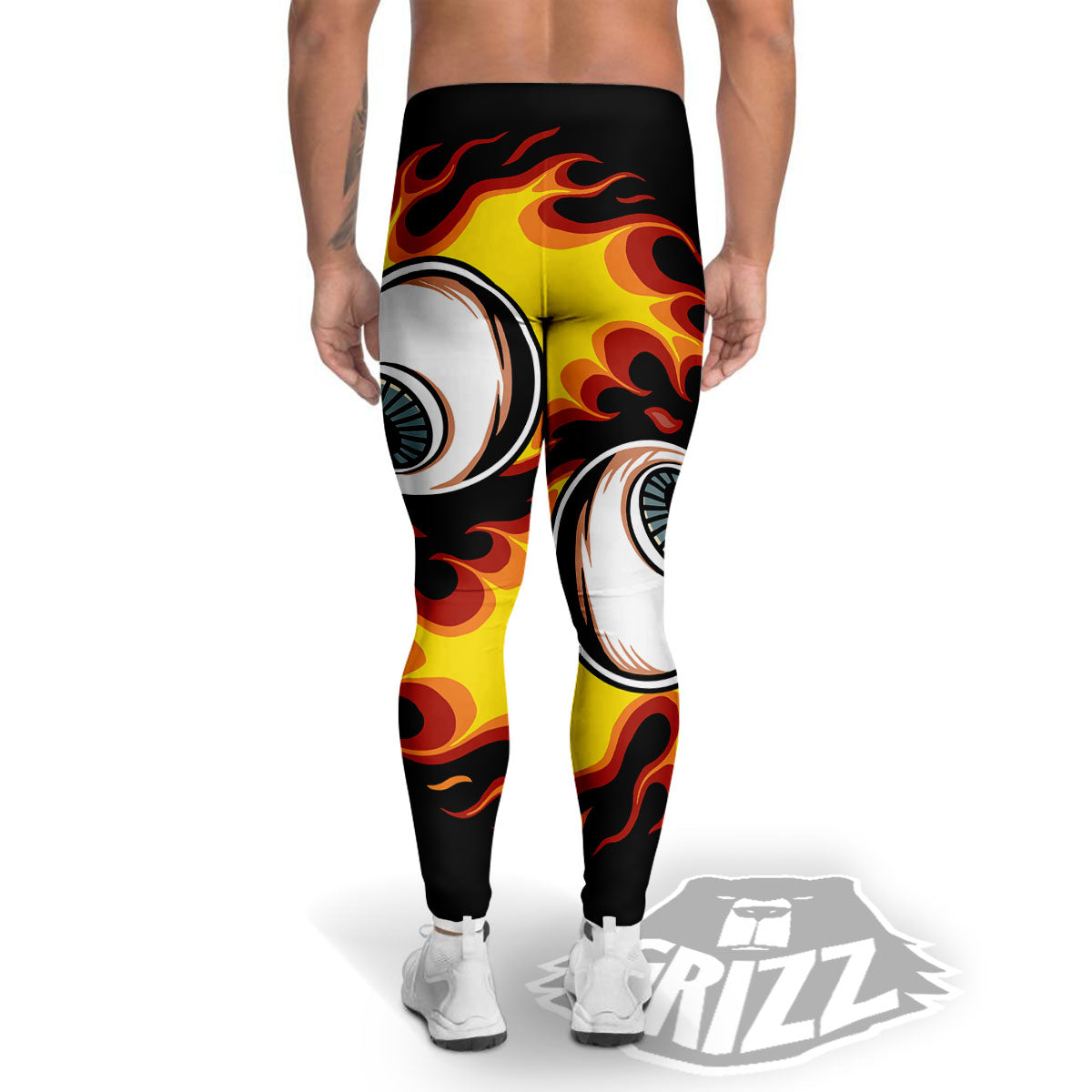 Flaming Eye Print Men's Leggings-grizzshop