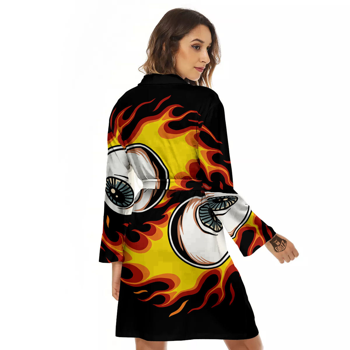 Flaming Eye Print Women's Robe-grizzshop