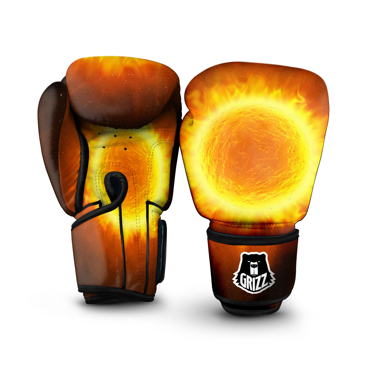 Flaming Sun Print Boxing Gloves-grizzshop