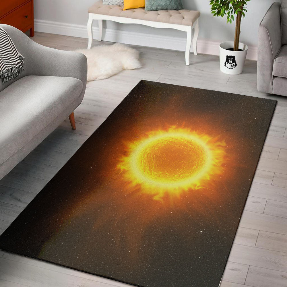 Flaming Sun Print Floor Mat-grizzshop