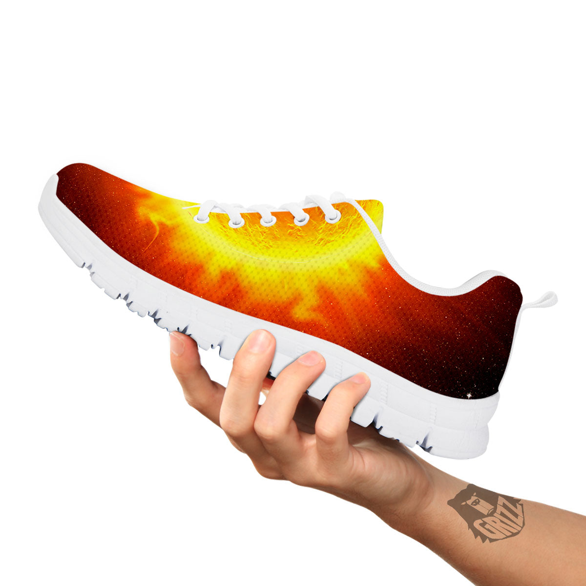 Flaming Sun Print White Sneaker-grizzshop