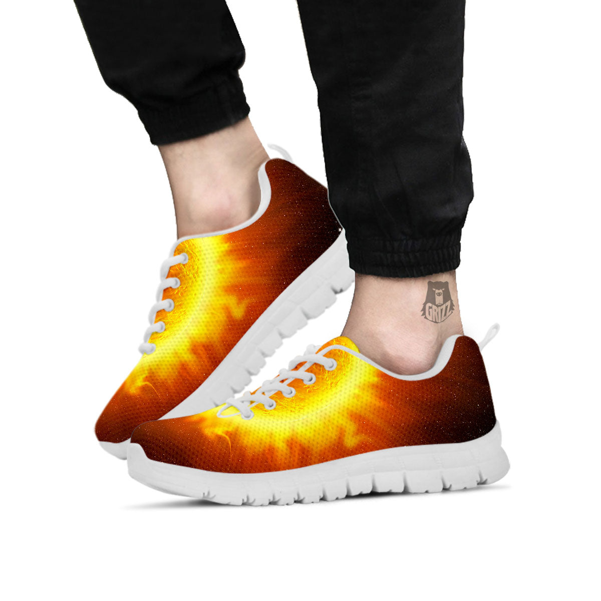 Flaming Sun Print White Sneaker-grizzshop