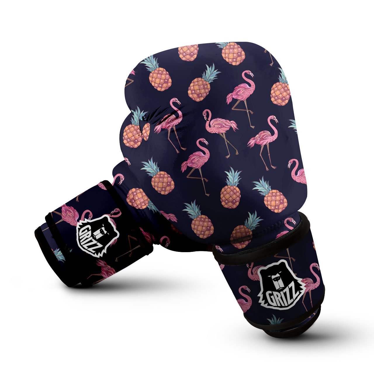 Flamingo And Pineapple Print Pattern Boxing Gloves-grizzshop