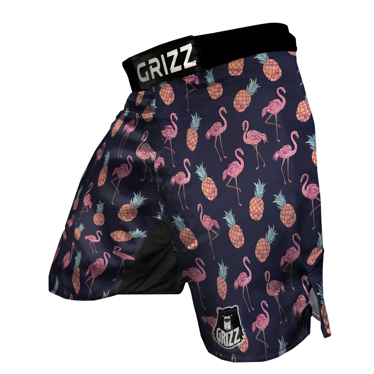 Flamingo And Pineapple Print Pattern MMA Shorts-grizzshop