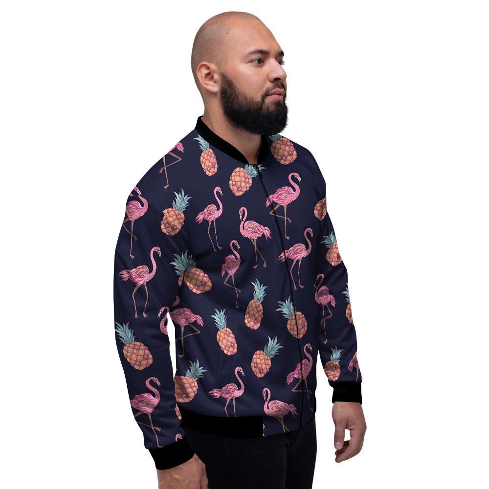 Flamingo And Pineapple Print Pattern Men's Bomber Jacket-grizzshop