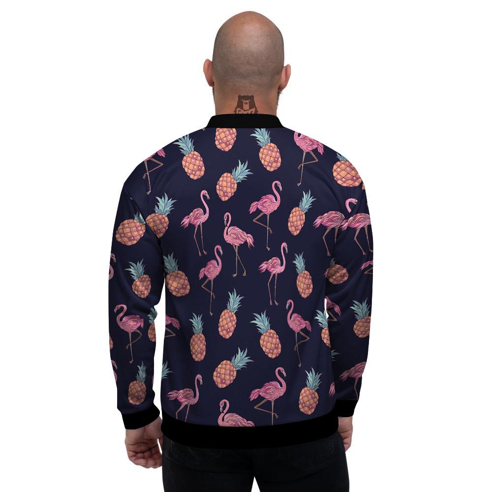 Flamingo And Pineapple Print Pattern Men's Bomber Jacket-grizzshop