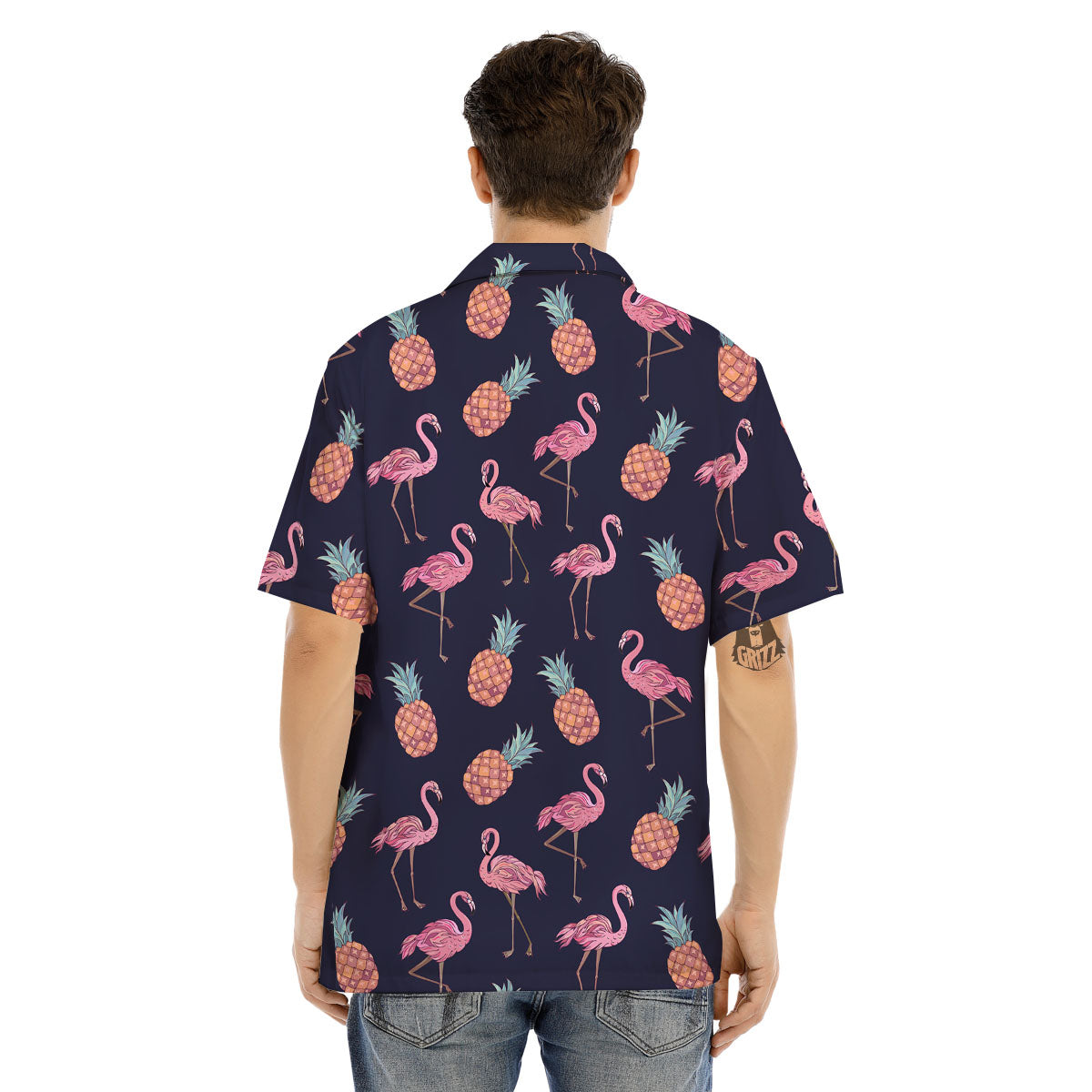 Flamingo And Pineapple Print Pattern Men's Hawaiian Shirt-grizzshop