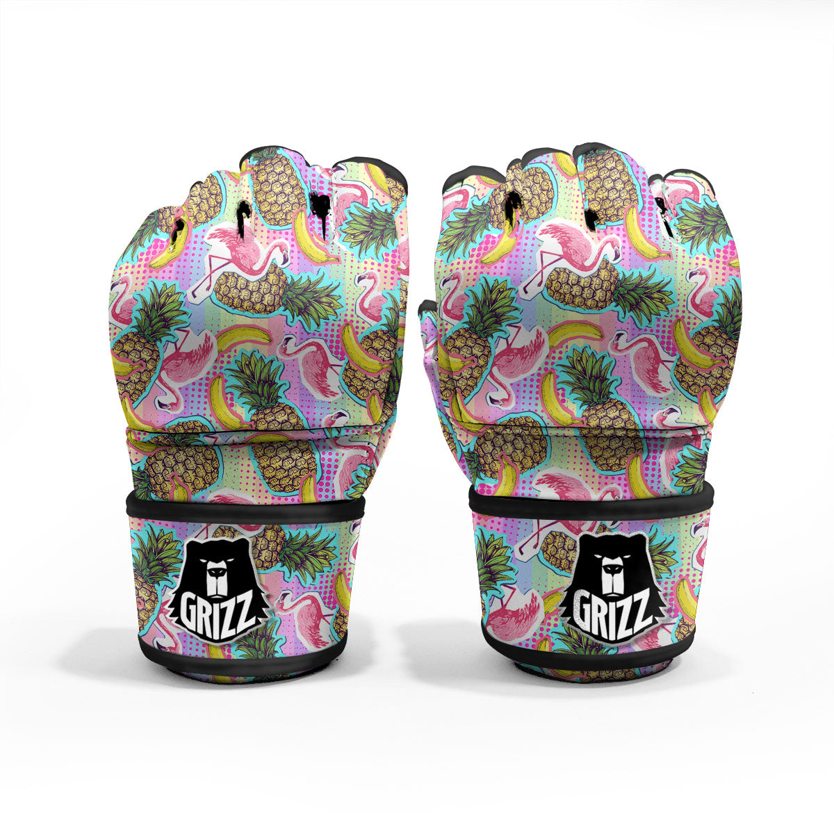 Flamingo And Pineapple Rainbow Print Pattern MMA Gloves-grizzshop