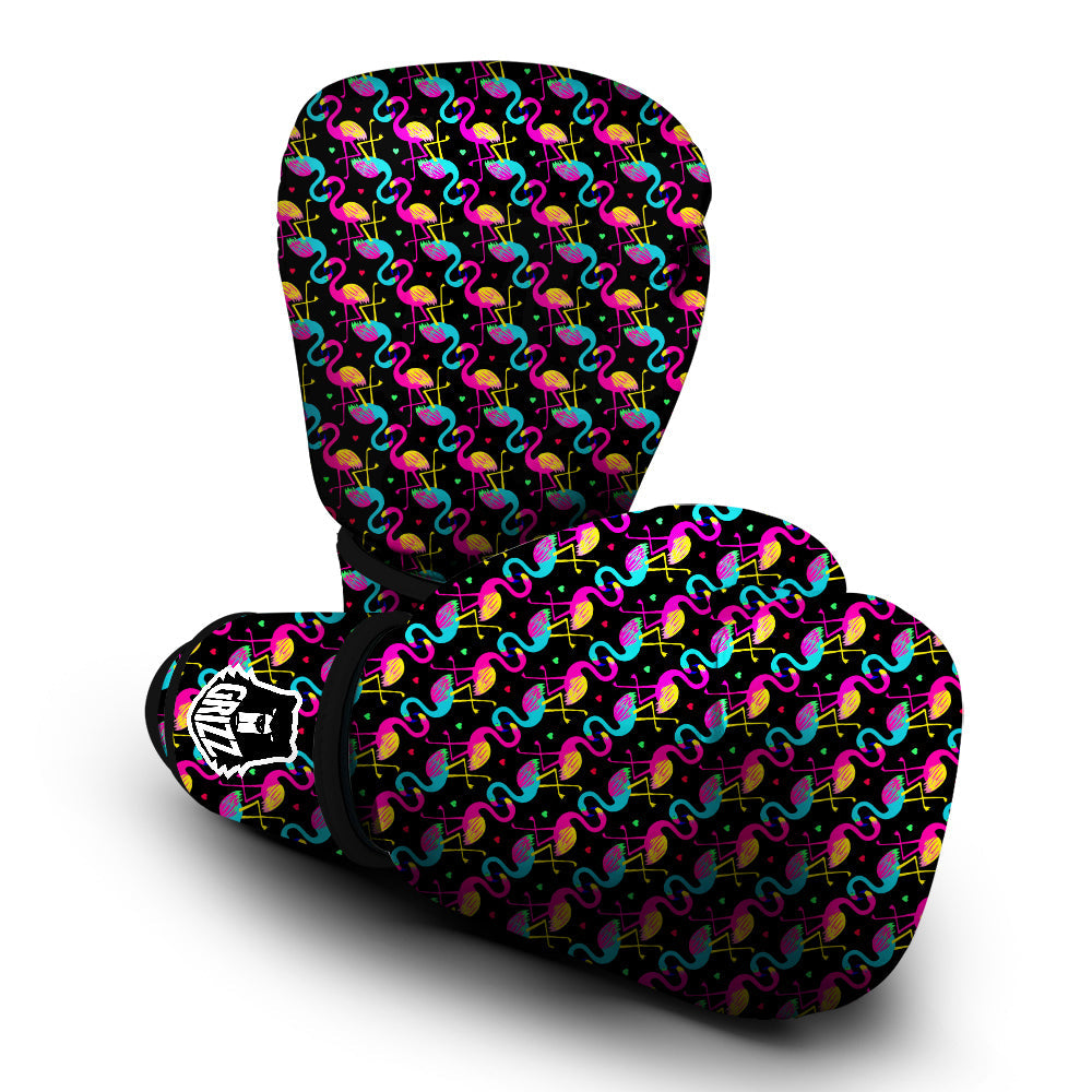 Flamingo Colorful Print Pattern Boxing Gloves-grizzshop