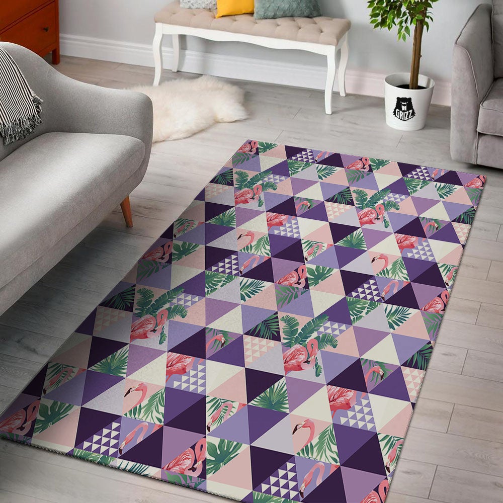Flamingo Geometric Purple Print Pattern Floor Mat-grizzshop