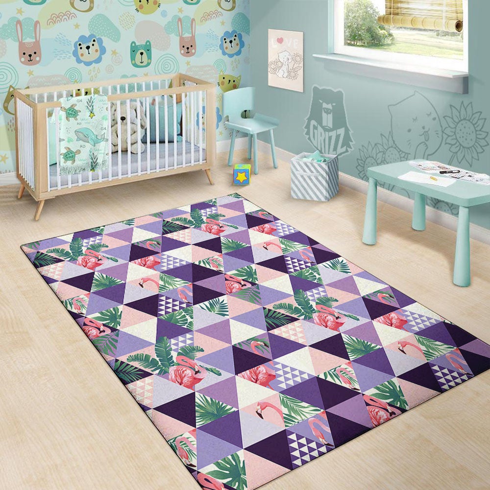 Flamingo Geometric Purple Print Pattern Floor Mat-grizzshop