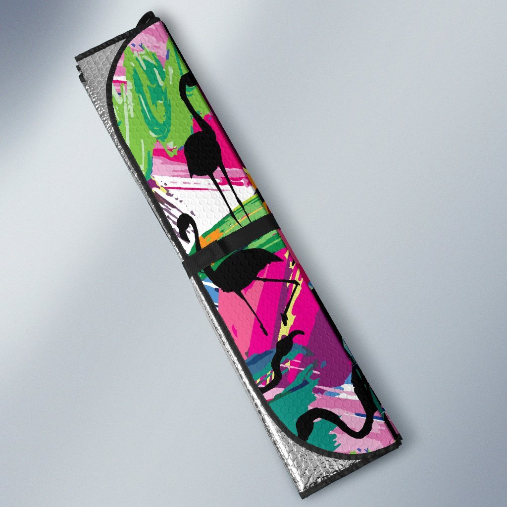 Flamingo Hawaiian Tropical Colorful Pattern Print Car Sun Shade-grizzshop
