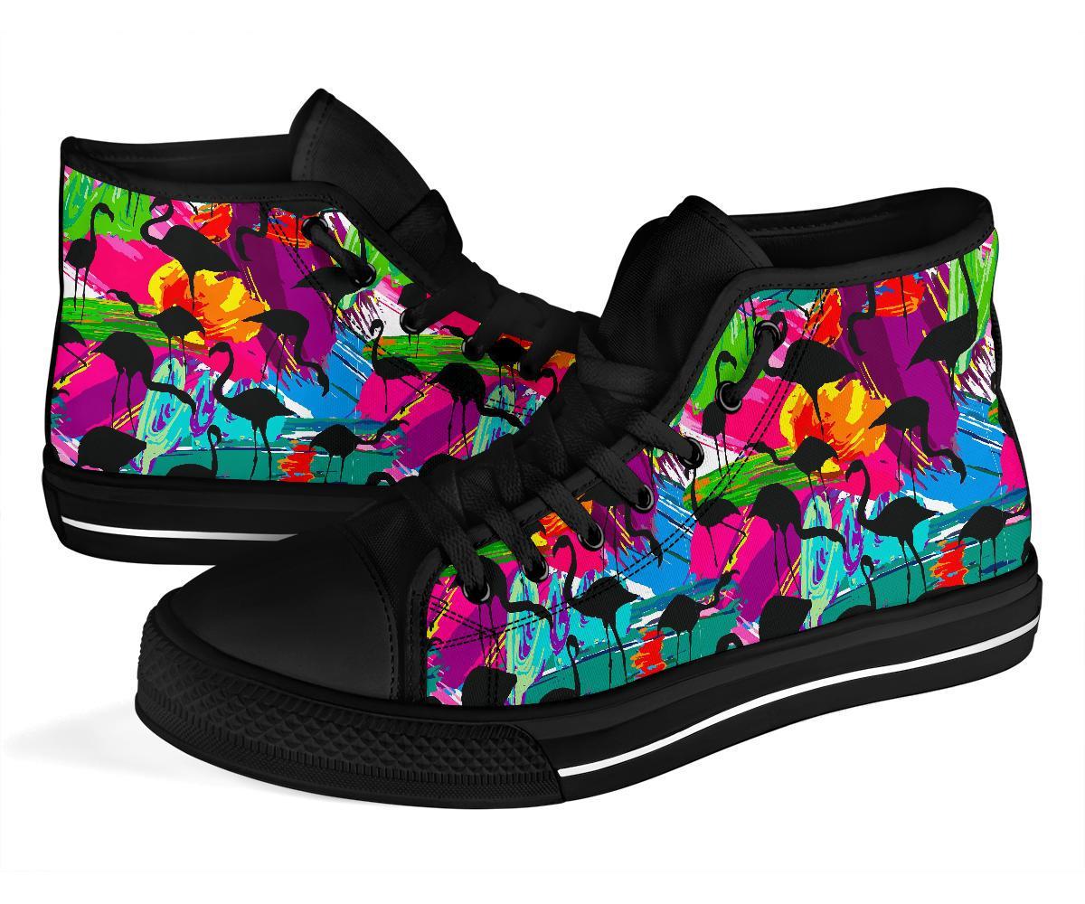 Flamingo Hawaiian Tropical Colorful Pattern Print Men Women's High Top Shoes-grizzshop