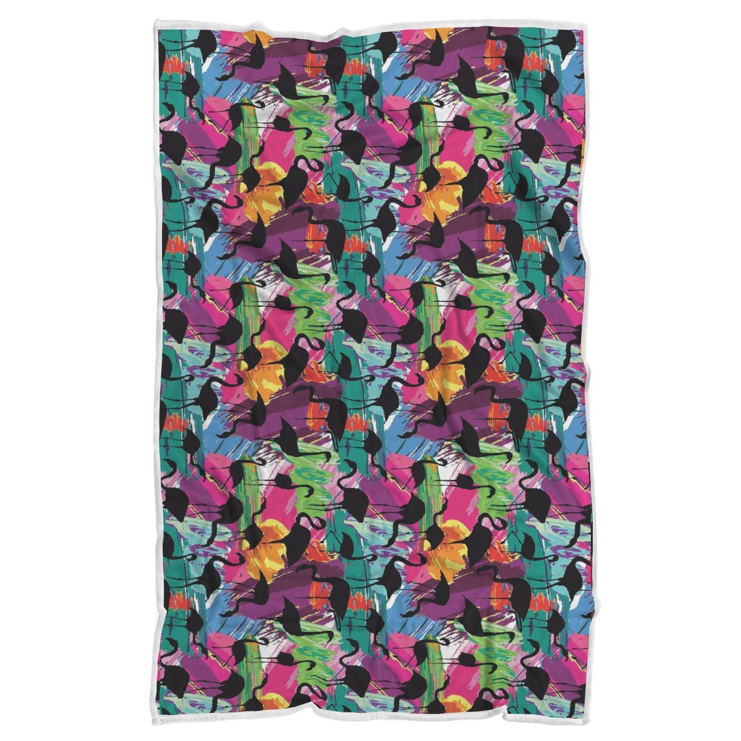 Flamingo Hawaiian Tropical Colorful Pattern Print Throw Blanket-grizzshop