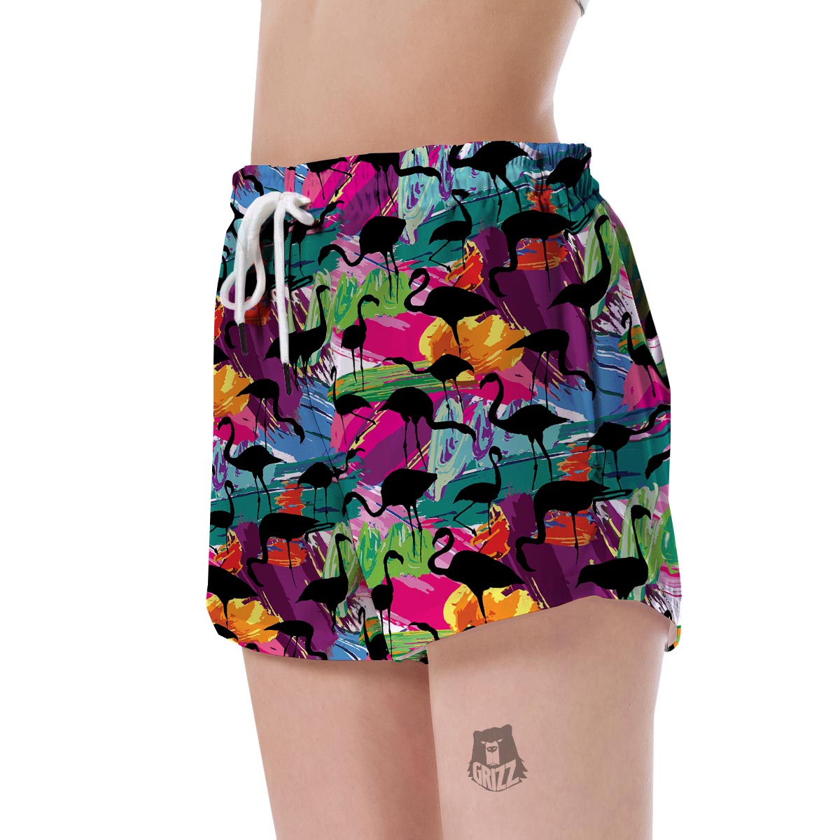 Flamingo Hawaiian Tropical Colorful Pattern Print Women's Shorts-grizzshop