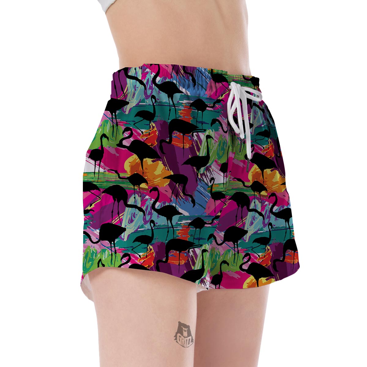 Flamingo Hawaiian Tropical Colorful Pattern Print Women's Shorts-grizzshop