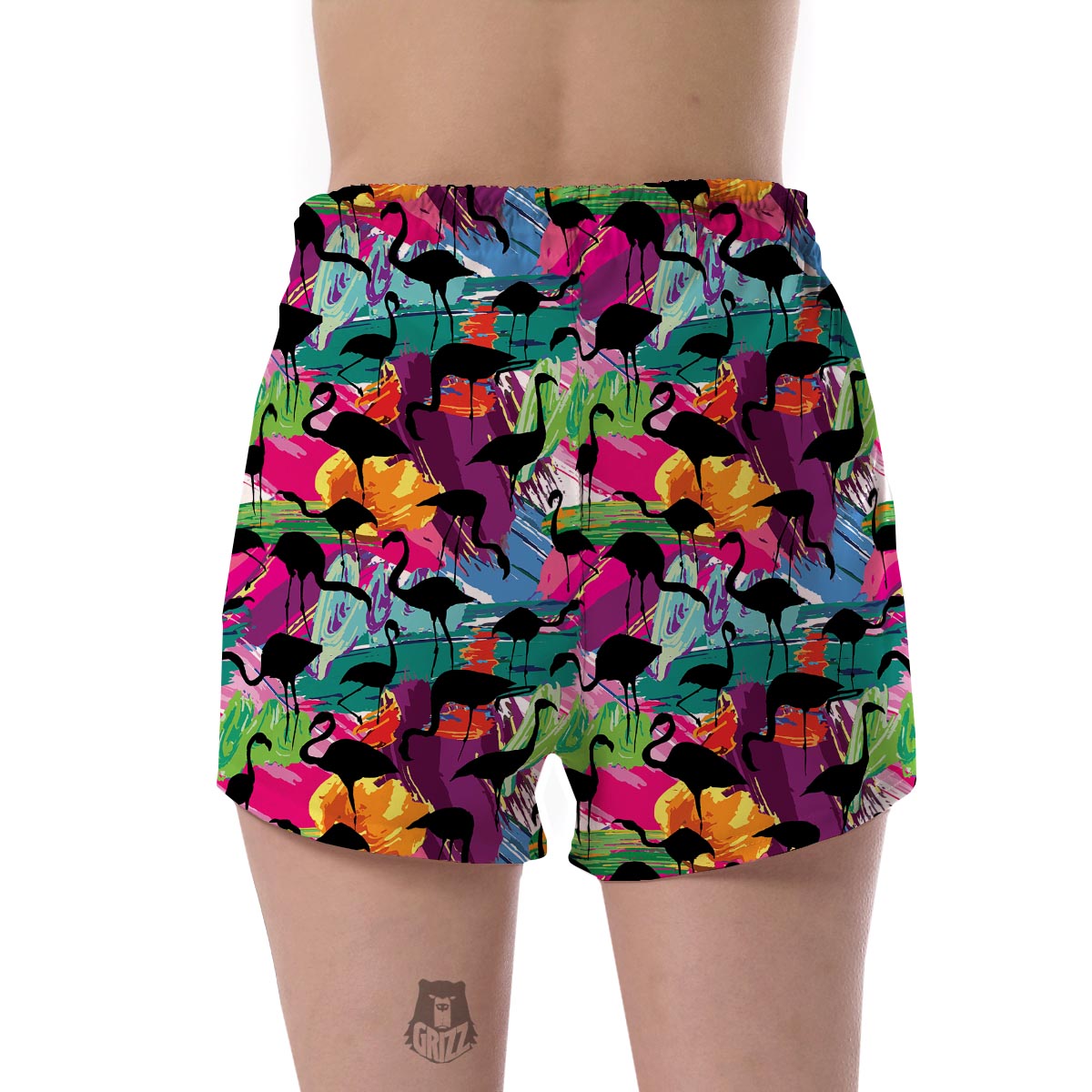 Flamingo Hawaiian Tropical Colorful Pattern Print Women's Shorts-grizzshop