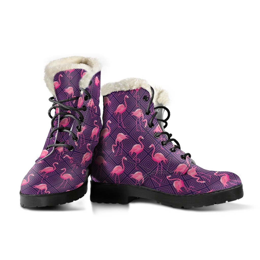 Flamingo Hawaiian Tropical Stripe Pattern Print Comfy Winter Boots-grizzshop