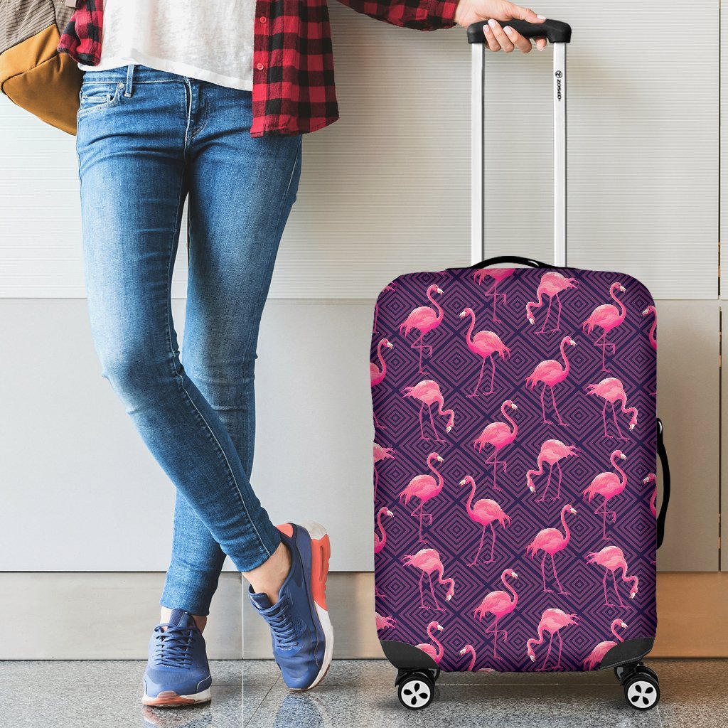 Flamingo Hawaiian Tropical Stripe Pattern Print Luggage Cover Protector-grizzshop