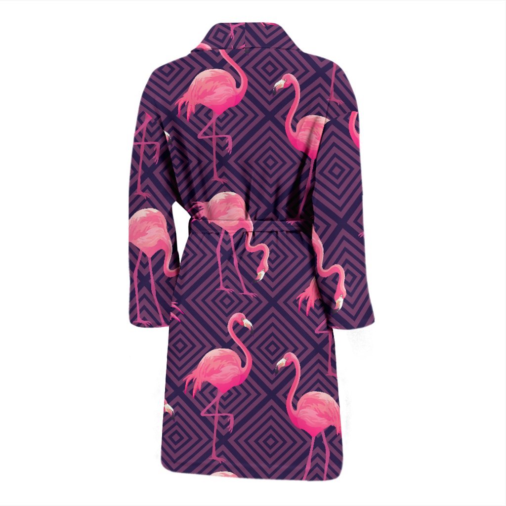 Flamingo Hawaiian Tropical Stripe Pattern Print Men Long Robe-grizzshop