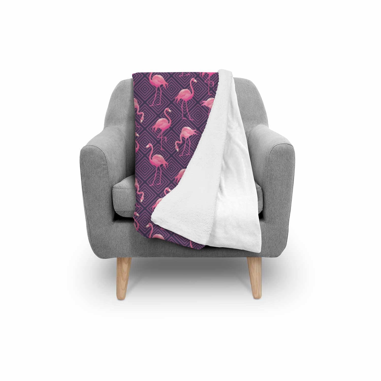 Flamingo Hawaiian Tropical Stripe Pattern Print Throw Blanket-grizzshop