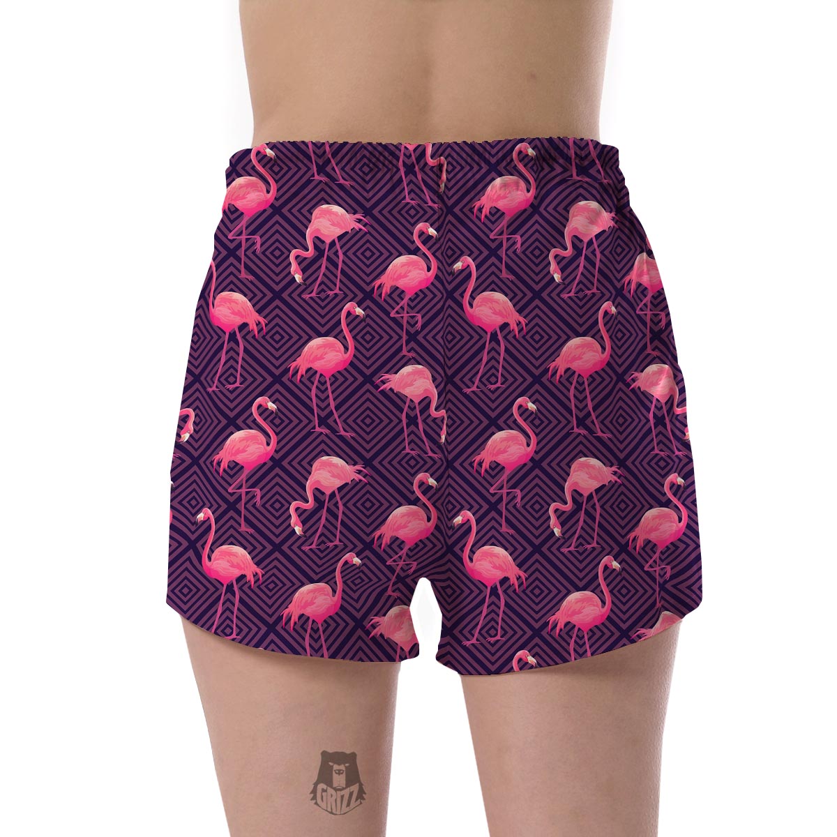 Flamingo Hawaiian Tropical Stripe Pattern Print Women's Shorts-grizzshop
