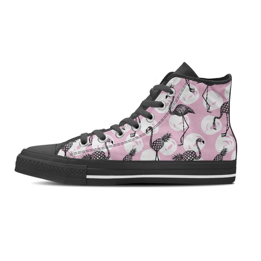 Flamingo Pineapple Print Women's High Top Shoes-grizzshop