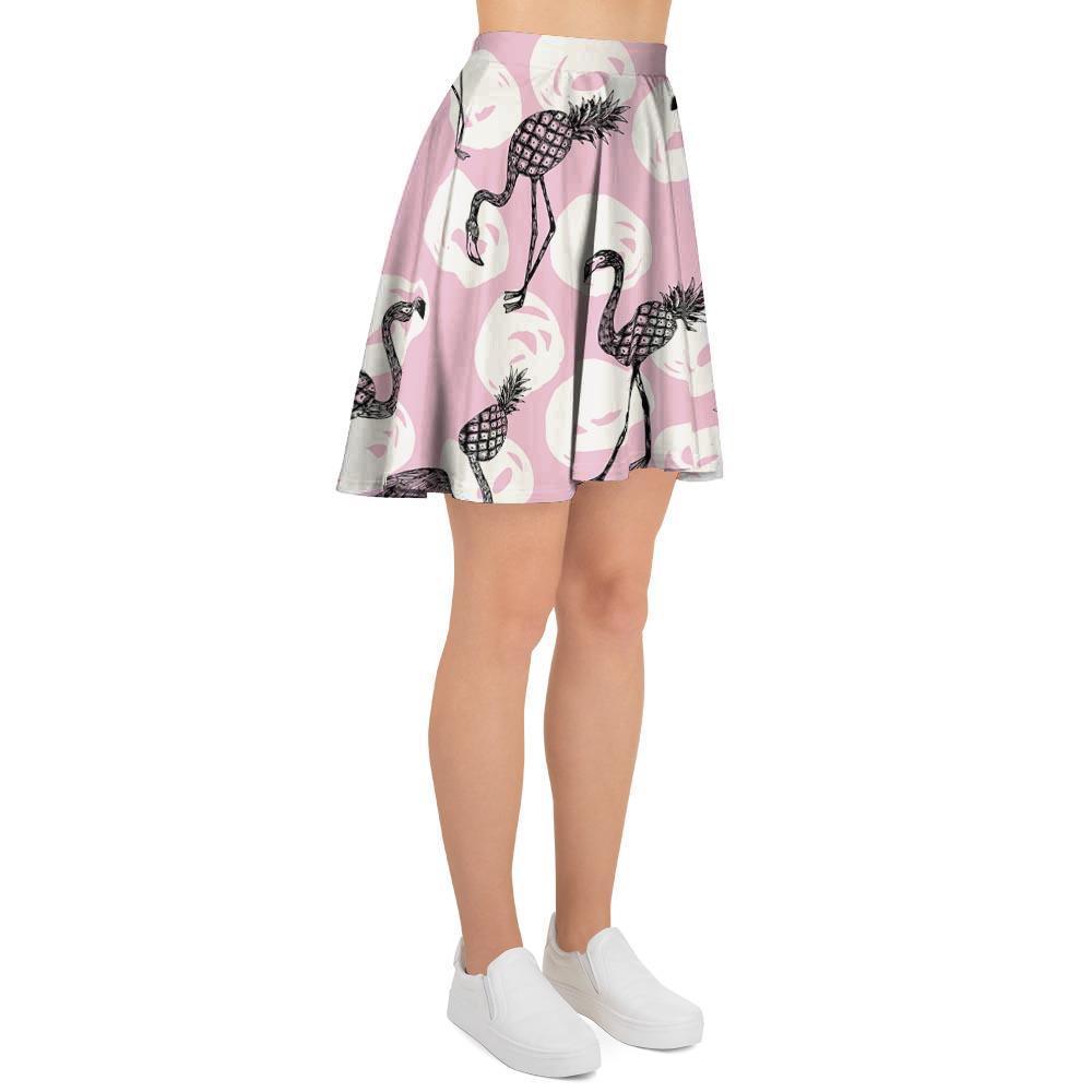 Flamingo Pineapple Print Women's Skirt-grizzshop