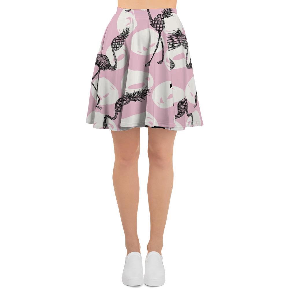 Flamingo Pineapple Print Women's Skirt-grizzshop