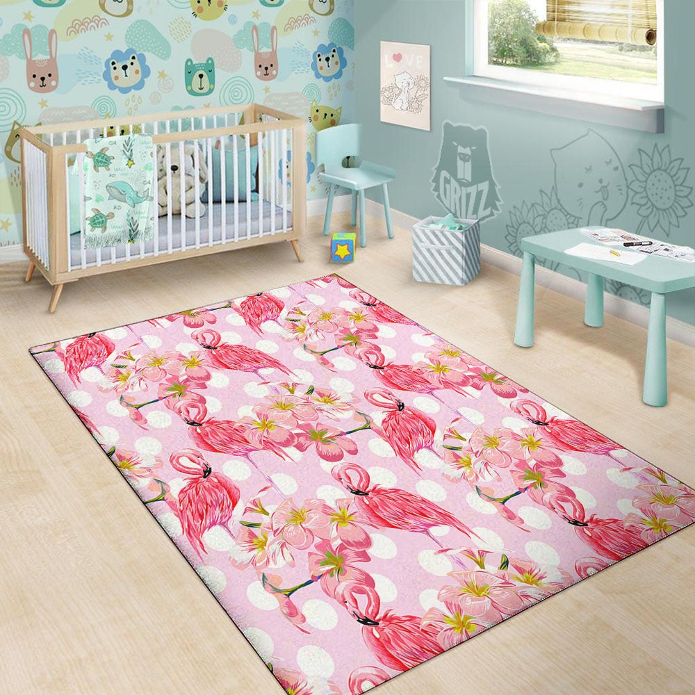 Flamingo Pink Polka Print Pattern Floor Mat-grizzshop