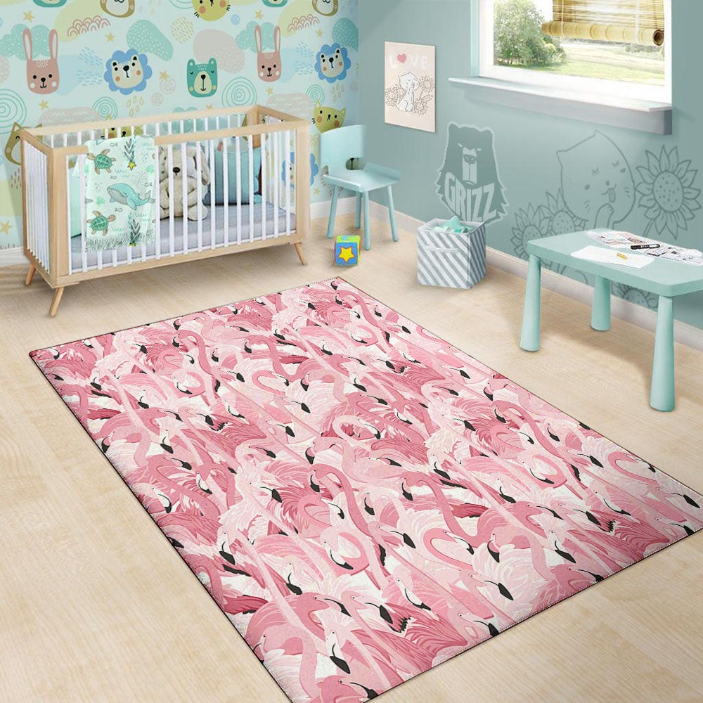 Flamingo Pink Print Pattern Floor Mat-grizzshop