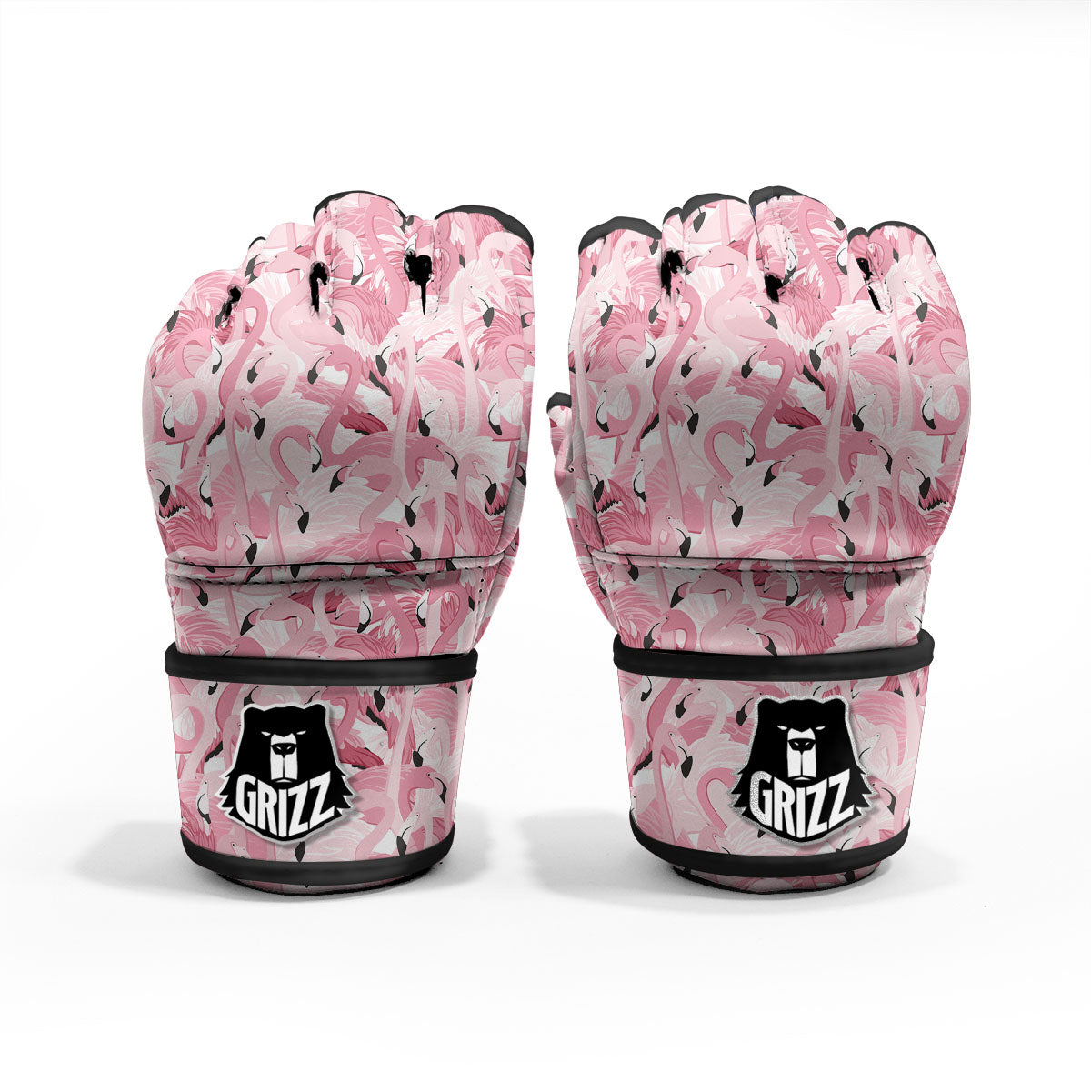 Flamingo Pink Print Pattern MMA Gloves-grizzshop