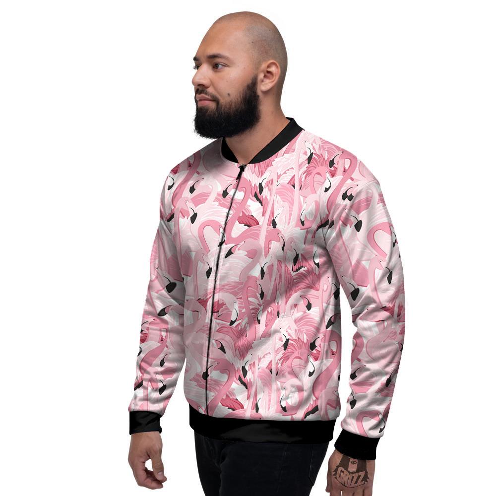 Flamingo Pink Print Pattern Men's Bomber Jacket-grizzshop