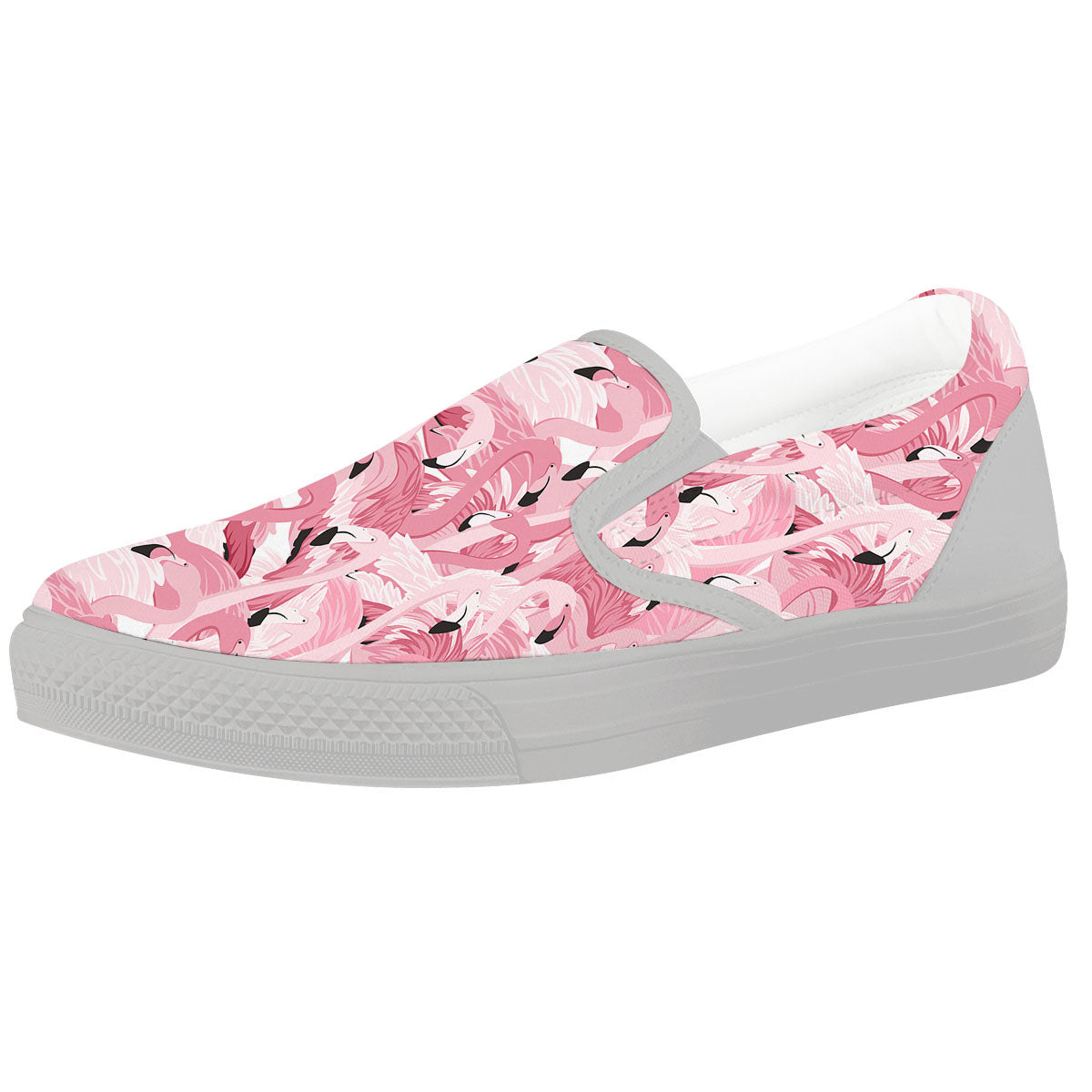 Flamingo Pink Print Pattern White Slip On Shoes-grizzshop