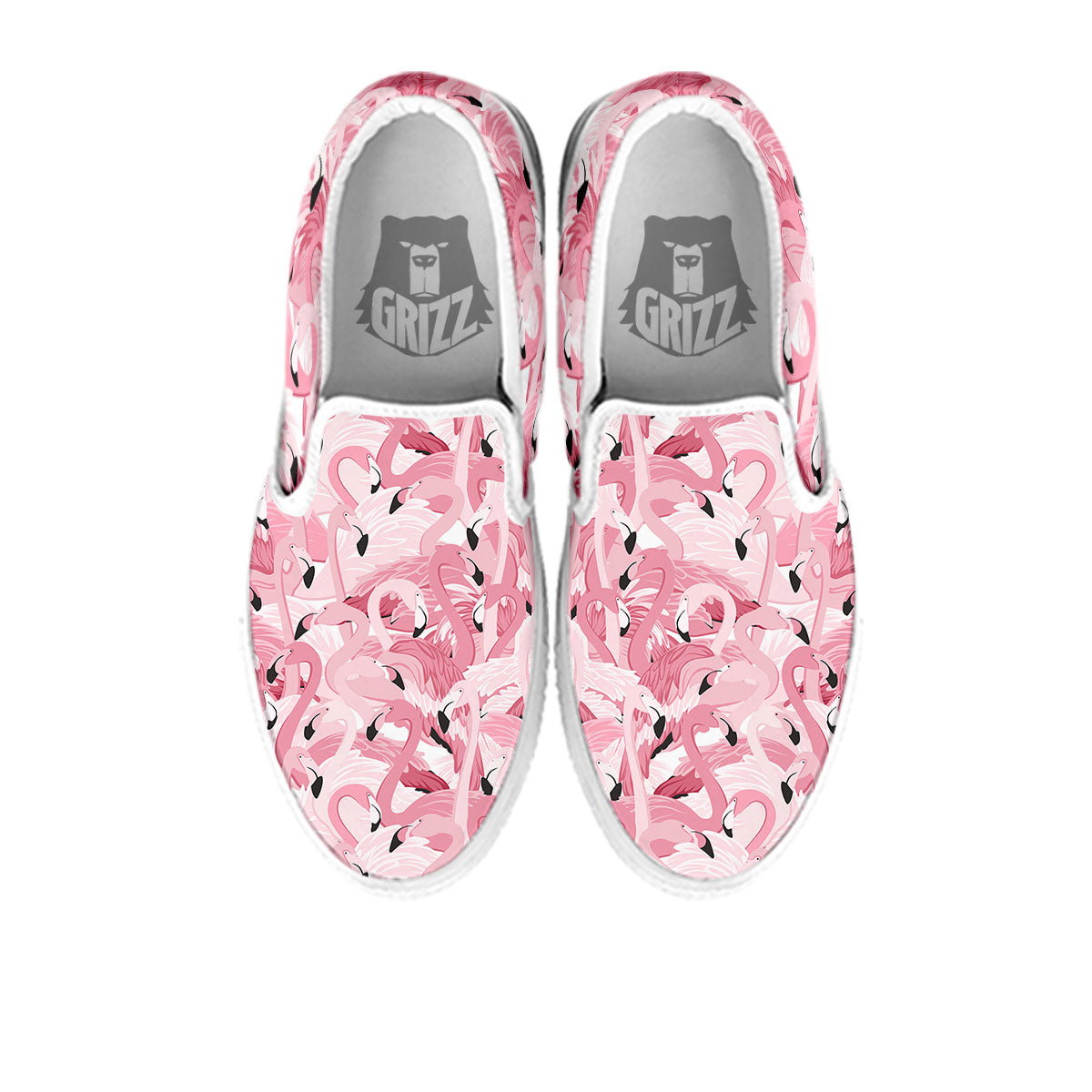 Flamingo Pink Print Pattern White Slip On Shoes-grizzshop